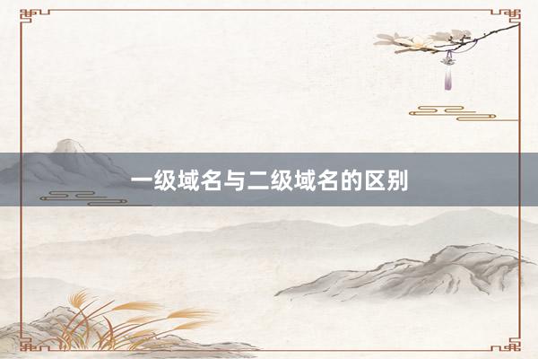 一级域名与二级域名的区别